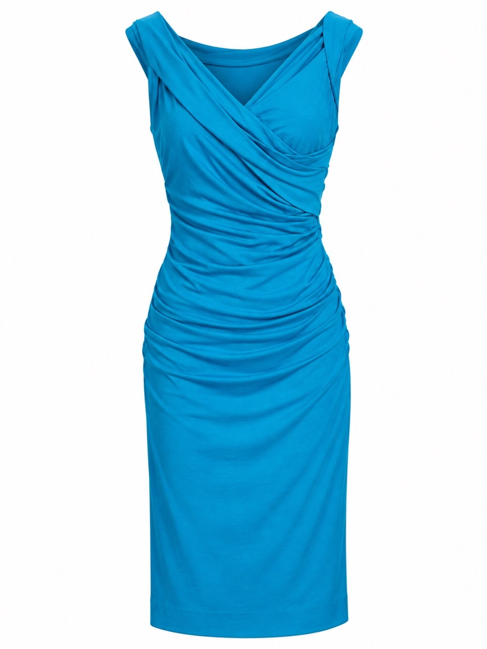 Diane von Furstenberg DVF Bentley Sleeveless Ruched Dress S Blue